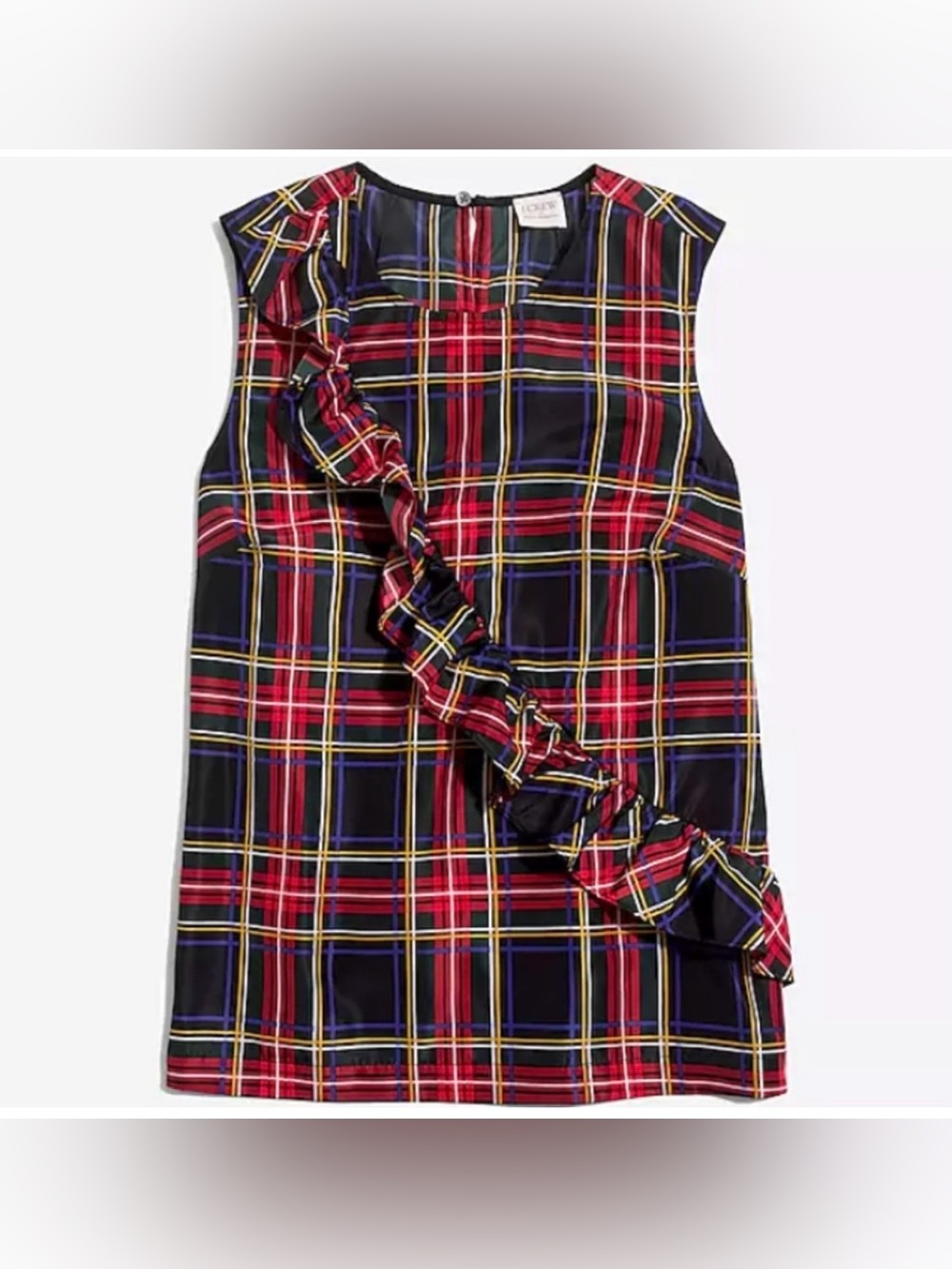 J. Crew Factory Stewart Tartan Plaid Ruffle Tank Top 6 Holiday Preppy Sleeveless